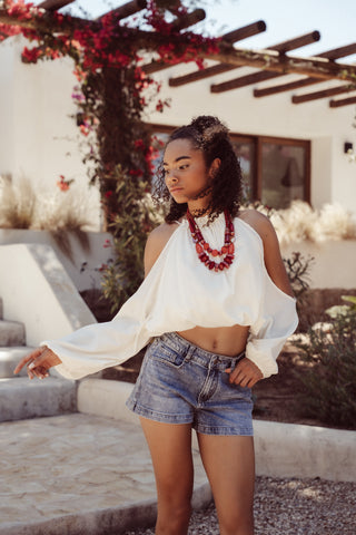 Denim short blauw met zon - Lola