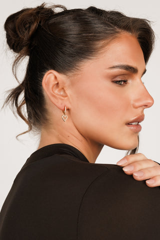 Oorringen hartjes hanger strass goud - Jaylin
