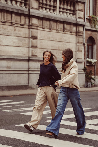 Barrel broek katoen camel - Lara