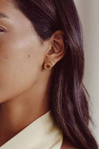 Ronde twist oorbellen goud - Alira