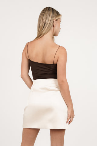 Crop top bruin met spaghettibandjes - Bless