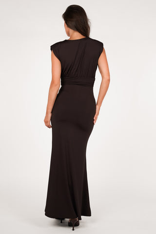 Maxi jurk bruin met ruffles - Gracia