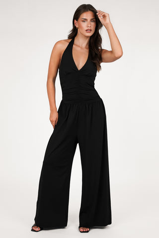 Jumpsuit stretch met v-hals zwart - Dilan