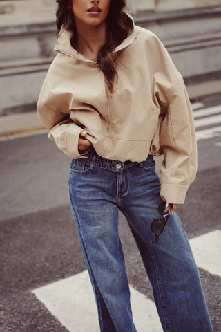 Oversized camel bomber jacket - Madison
