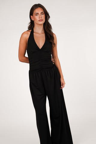 Jumpsuit stretch met v-hals zwart - Dilan