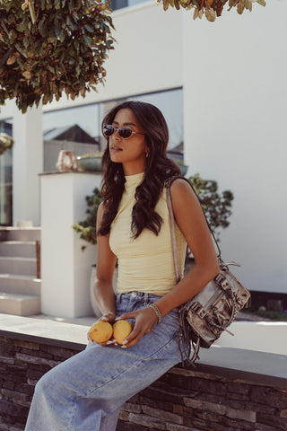 Leren slouchy handtas brons - Bailey