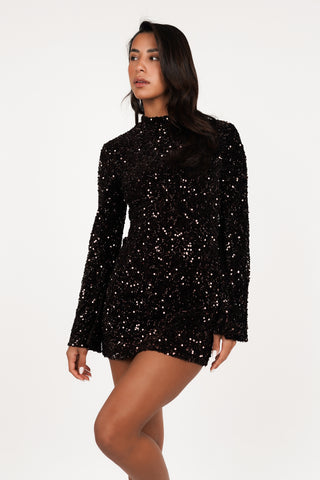 Petite pailletten jurkje bruin - Estelle