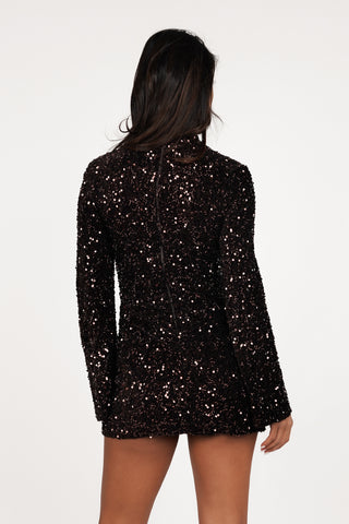 Petite pailletten jurkje bruin - Estelle