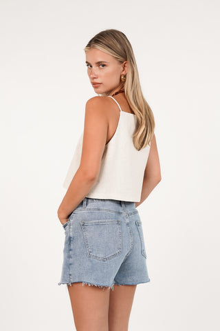 Denim skort blauw met overslag - Sifra