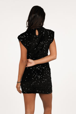 Glitter jurk met stretch zwart - Ginny