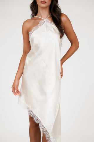 Satin slip jurk beige - Robbie