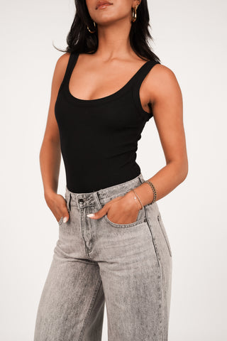 Wide leg jeans met omslag grijs - Flynn