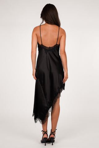 Satin slip jurk zwart - Robbie