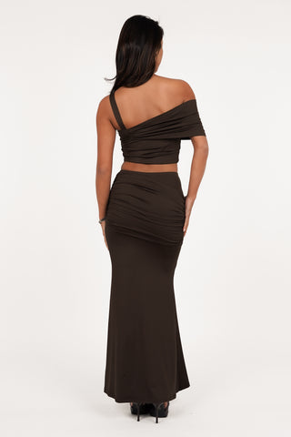 Maxi rok aansluitend bruin - Mikki