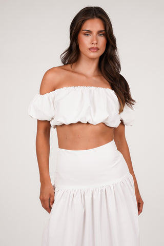 Croptop off shoulder wit - Aubrey