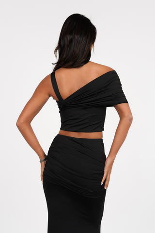 One shoulder top zwart - Bellie