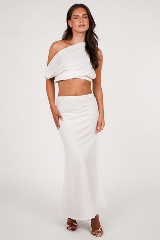 Katoenen maxi rok wit - Bonita