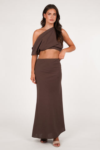 Katoenen maxi rok bruin - Bonita
