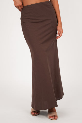 Katoenen maxi rok bruin - Bonita
