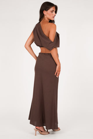 Katoenen maxi rok bruin - Bonita