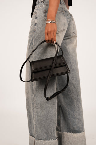 Zwarte handtas met crossbody - Finley
