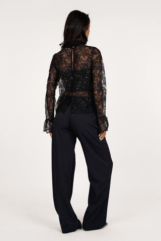 Lace blouse transparent cream - Dunya