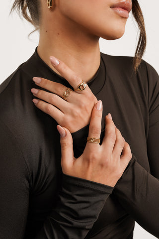 Ring met strass en imitatieparel goud - Liv