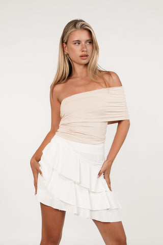 One shoulder top beige - Pascalle