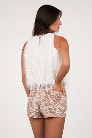Denim short met print camel - Amelie