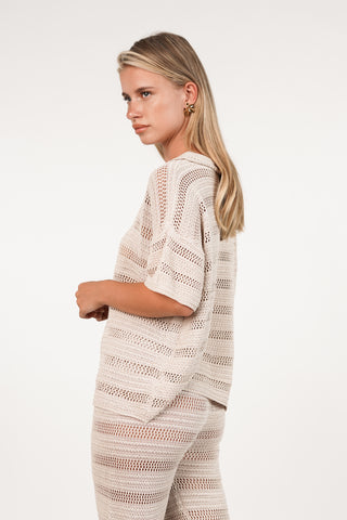 Gehaakte blouse beige - Violet