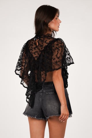 Destroyed denim short wide zwart - Alessia