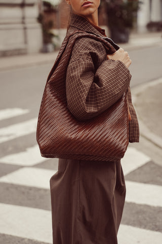 Shopper tas gevlochten bruin - Bente