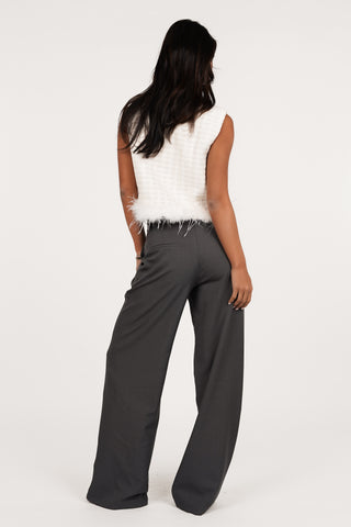 Wide leg pantalon grijs - Josje
