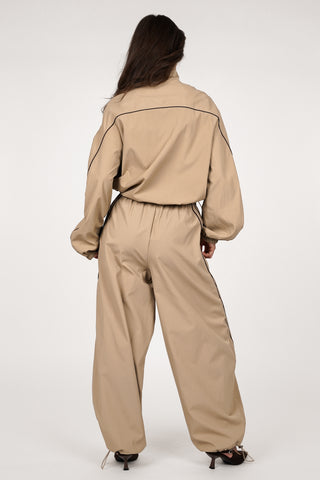 Szerokie spodnie dresowe typu jogger camel - Liza
