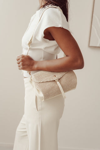Crossbody tas met riet beige - Zaya