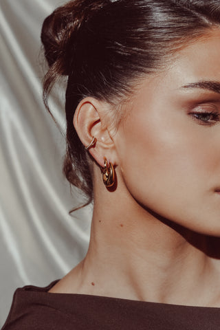 Earcuff 2 ringen met strass goud - Alexis