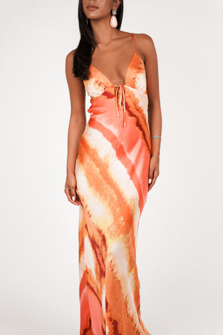 Maxi jurk tie-dye oranje - Jady