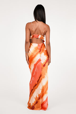 Maxi jurk tie-dye oranje - Jady
