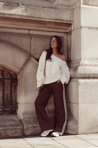 Jogger pantalon streep bruin - Emily