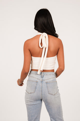 Open back halter top creme - Maxime
