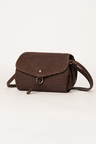 Crossbody tas met riet bruin - Zaya