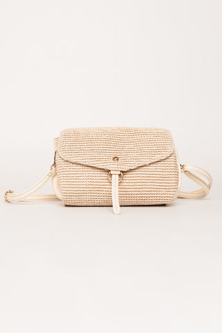 Crossbody tas met riet beige - Zaya