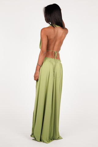 Maxi rok met split groen - Ruby