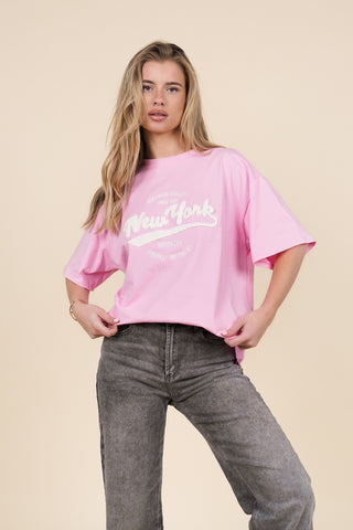 Oversized t-shirt roze met print - Nala