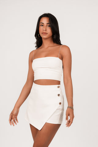 Skort dames met gouden knopen wit - Tessy