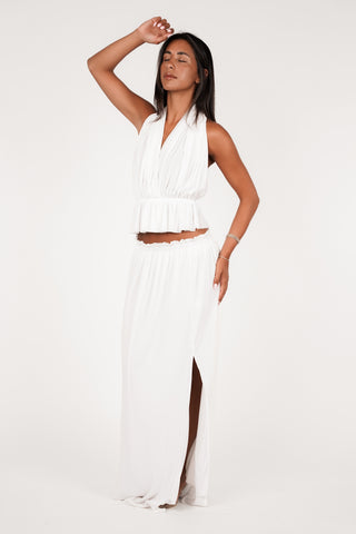 Maxi rok met split wit - Ruby