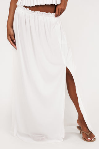 Maxi rok met split wit - Ruby