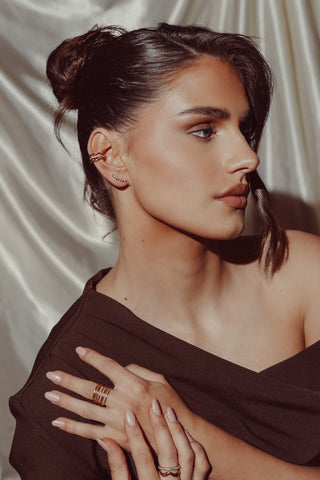 Diamanten oorpiercing lang goud - Diana