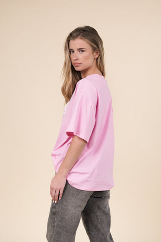 Oversized t-shirt roze met print - Nala