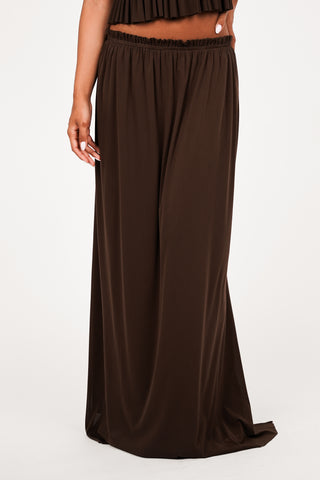 Maxi rok met split bruin - Ruby